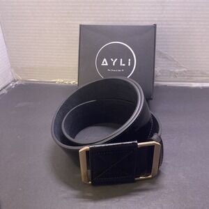 Ayli Women Black Belt With  Metal Belt Buckle Size   33"